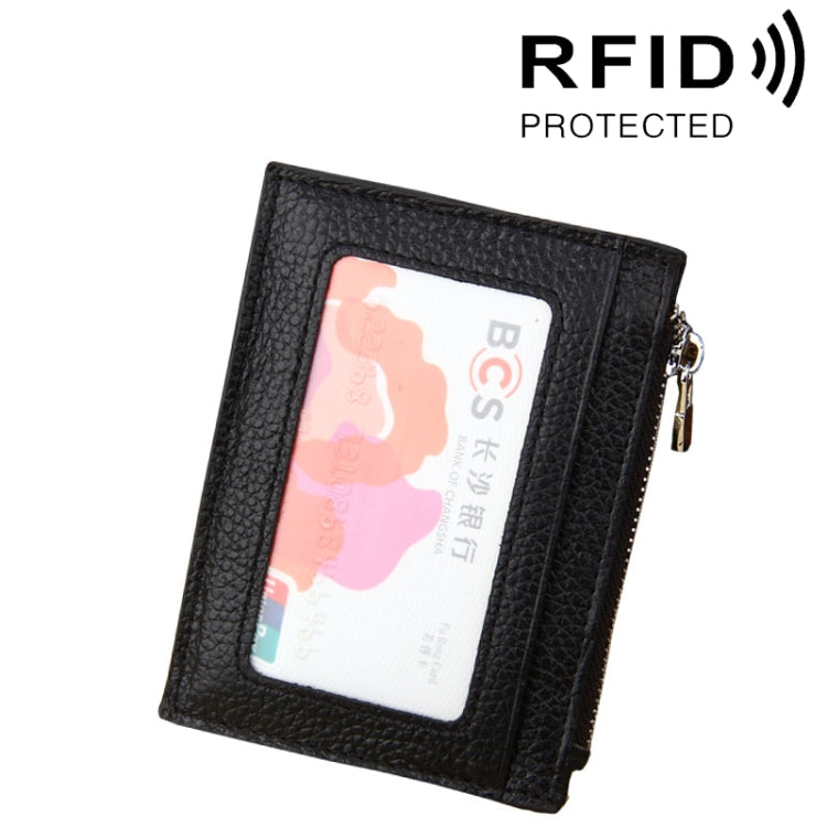 Porta carte con cerniera in pelle con blocco RFID 12x9 cm