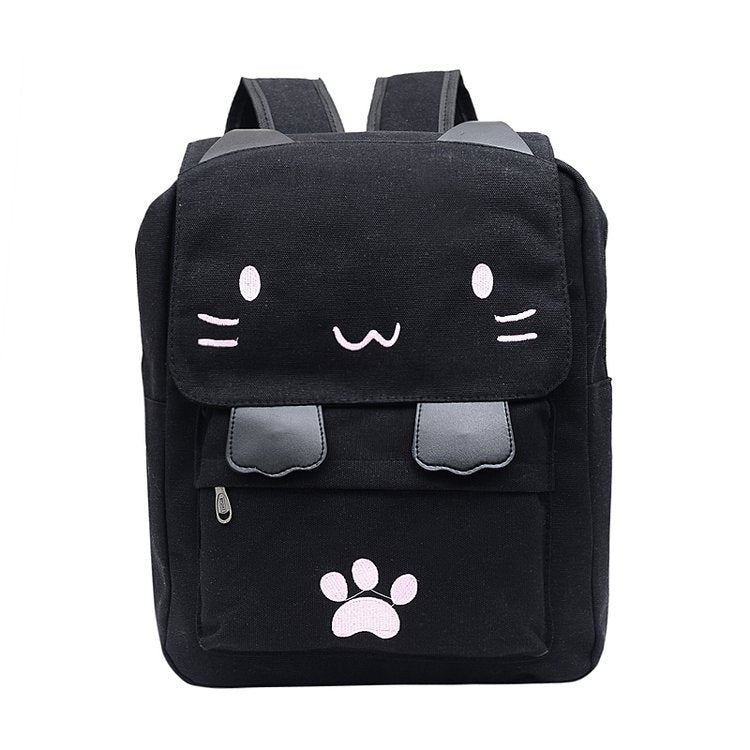 Zaino con borsa a doppia spalla in tela moda per il tempo libero a forma di gatto, Q18817