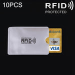 Custodia per carta di credito con blocco RFID in foglio di alluminio da 10 pezzi, dimensioni: 9,1 * 6,3 cm, RFID 10pcs