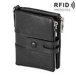 3529 Portafoglio RFID antimagnetico da uomo con doppia cerniera con texture retrò Crazy Horse con slot per carte