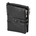 3529 Portafoglio RFID antimagnetico da uomo con doppia cerniera con texture retrò Crazy Horse con slot per carte