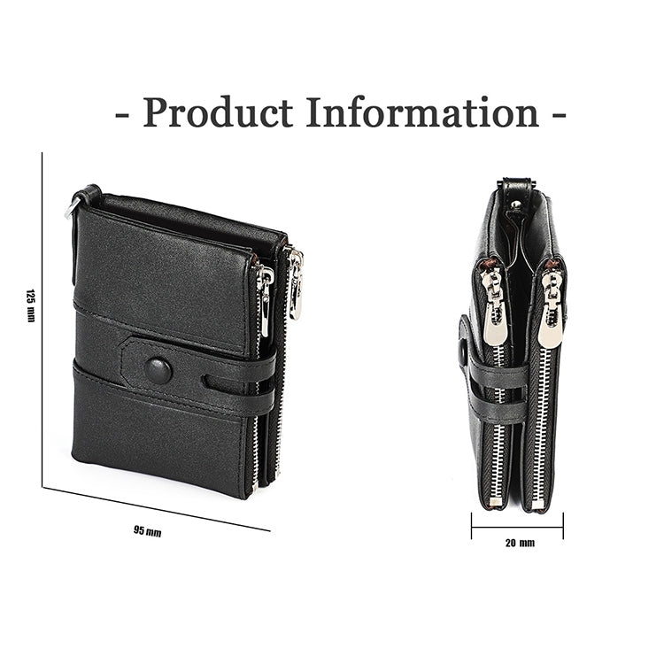Portafoglio RFID da uomo con doppia cerniera e slot carte