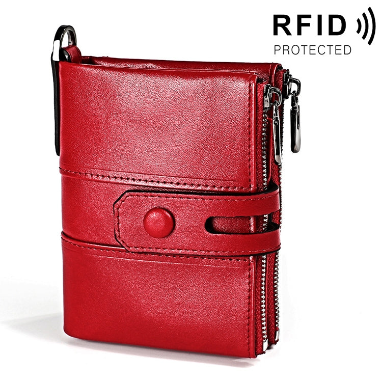 Portafoglio RFID da uomo con doppia cerniera e slot carte