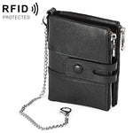 LT3529 Portafoglio con catena RFID antimagnetico con doppia cerniera con texture retrò Crazy Horse e slot per carte