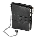 LT3529 Portafoglio con catena RFID antimagnetico con doppia cerniera con texture retrò Crazy Horse e slot per carte