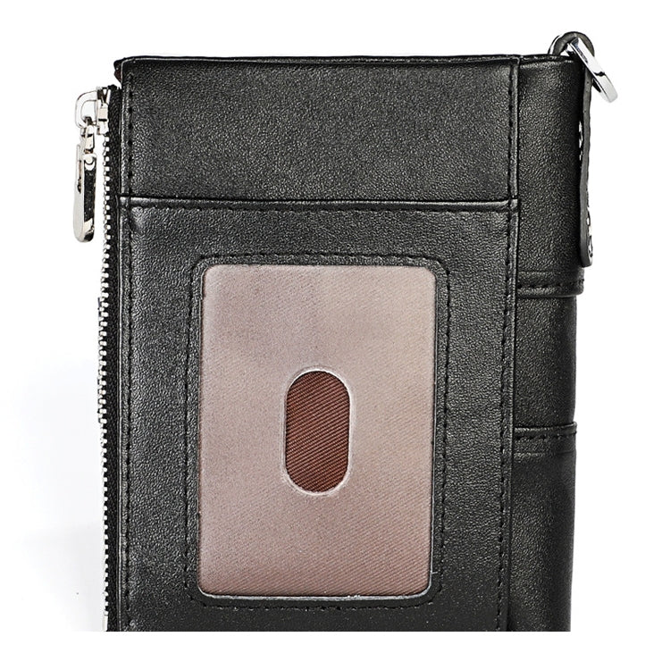 LT3529 Portafoglio con catena RFID antimagnetico con doppia cerniera con texture retrò Crazy Horse e slot per carte