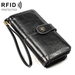 3556 Pochette a portafoglio RFID antimagnetica lunga e di grande capacità per donna con slot per carte