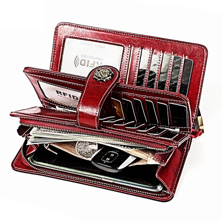 3556 Pochette a portafoglio RFID antimagnetica lunga e di grande capacità per donna con slot per carte