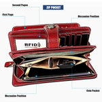 3556 Pochette a portafoglio RFID antimagnetica lunga e di grande capacità per donna con slot per carte