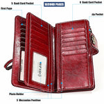 3556 Pochette a portafoglio RFID antimagnetica lunga e di grande capacità per donna con slot per carte
