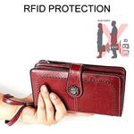 3556 Pochette a portafoglio RFID antimagnetica lunga e di grande capacità per donna con slot per carte