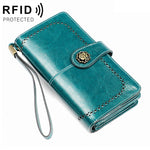 3556 Pochette a portafoglio RFID antimagnetica lunga e di grande capacità per donna con slot per carte