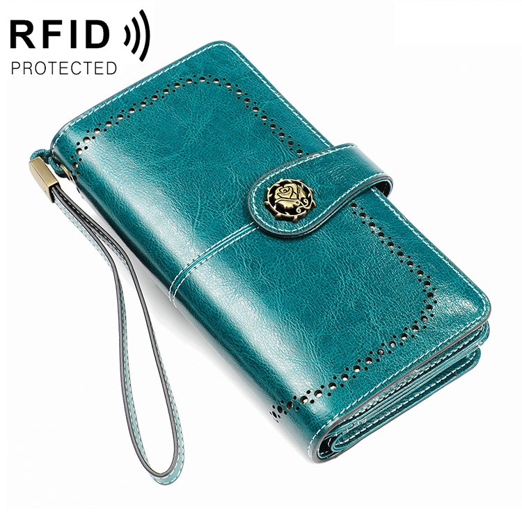 3556 Pochette a portafoglio RFID antimagnetica lunga e di grande capacità per donna con slot per carte