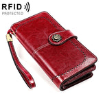 3556 Pochette a portafoglio RFID antimagnetica lunga e di grande capacità per donna con slot per carte
