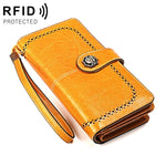 3556 Pochette a portafoglio RFID antimagnetica lunga e di grande capacità per donna con slot per carte