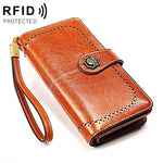3556 Pochette a portafoglio RFID antimagnetica lunga e di grande capacità per donna con slot per carte