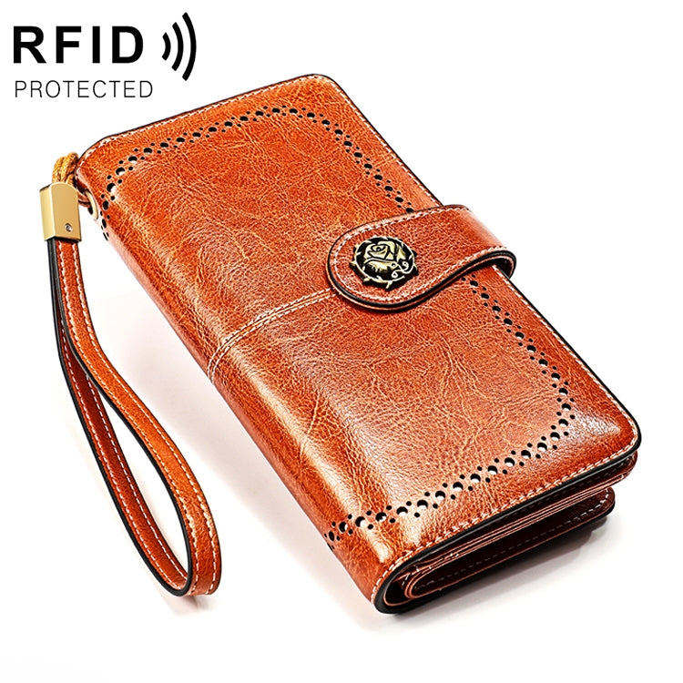 3556 Pochette a portafoglio RFID antimagnetica lunga e di grande capacità per donna con slot per carte