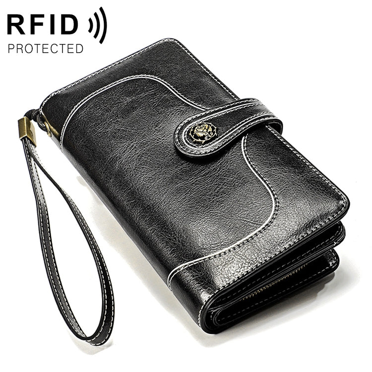 3555 Pochette a portafoglio RFID antimagnetica lunga e di grande capacità per donna con slot per carte
