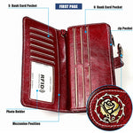 3555 Pochette a portafoglio RFID antimagnetica lunga e di grande capacità per donna con slot per carte