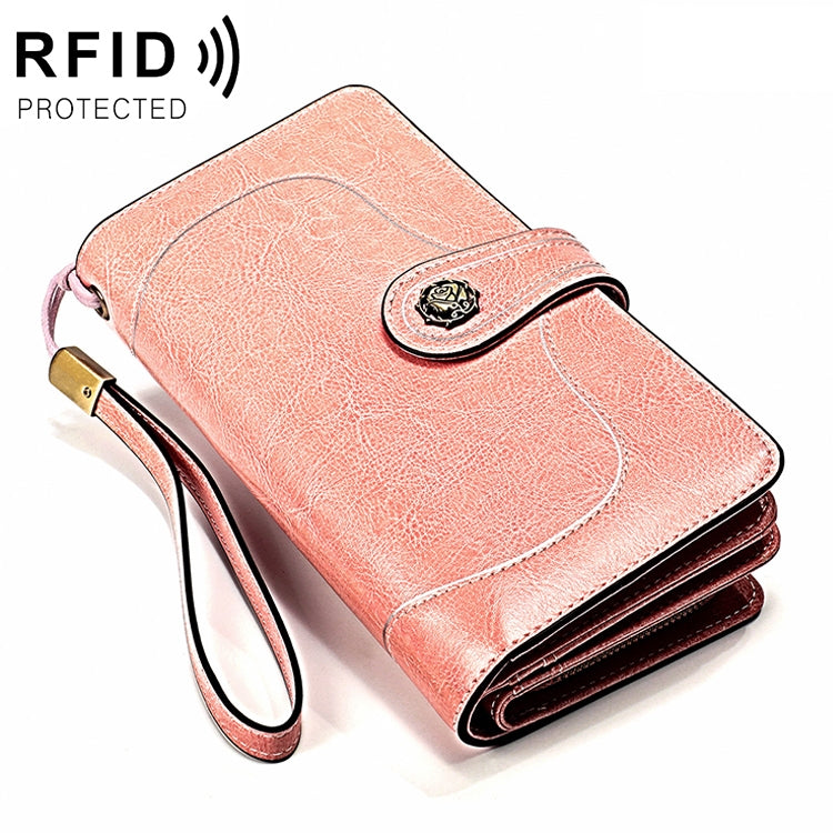 3555 Pochette a portafoglio RFID antimagnetica lunga e di grande capacità per donna con slot per carte
