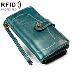 3555 Pochette a portafoglio RFID antimagnetica lunga e di grande capacità per donna con slot per carte