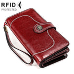 3555 Pochette a portafoglio RFID antimagnetica lunga e di grande capacità per donna con slot per carte
