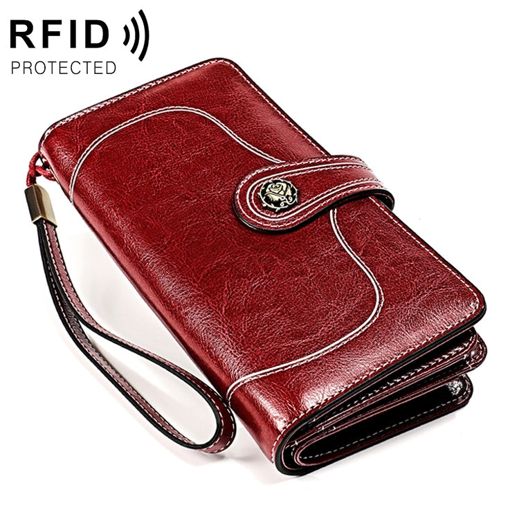 3555 Pochette a portafoglio RFID antimagnetica lunga e di grande capacità per donna con slot per carte
