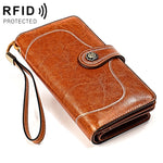 3555 Pochette a portafoglio RFID antimagnetica lunga e di grande capacità per donna con slot per carte