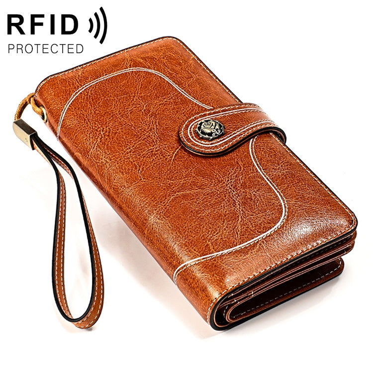 3555 Pochette a portafoglio RFID antimagnetica lunga e di grande capacità per donna con slot per carte