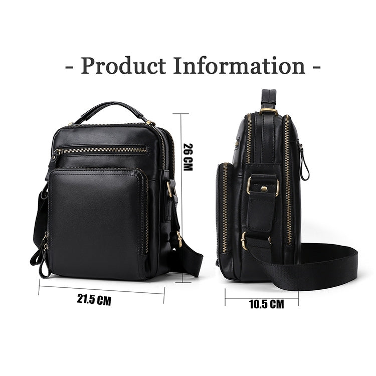 6028 Borsa a tracolla da uomo casual in pelle pieno fiore alla moda multifunzionale
