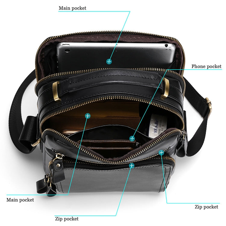 6028 Borsa a tracolla da uomo casual in pelle pieno fiore alla moda multifunzionale