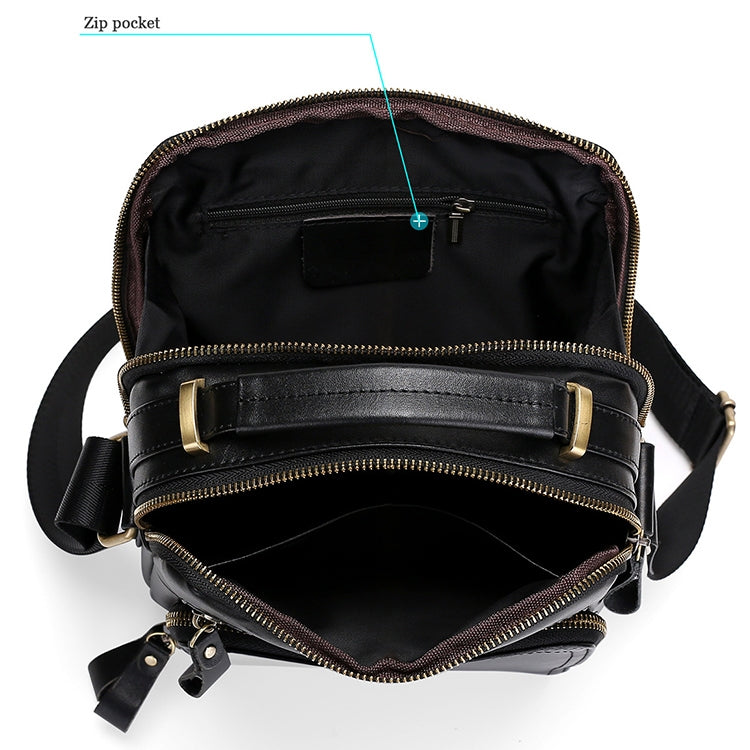 6028 Borsa a tracolla da uomo casual in pelle pieno fiore alla moda multifunzionale
