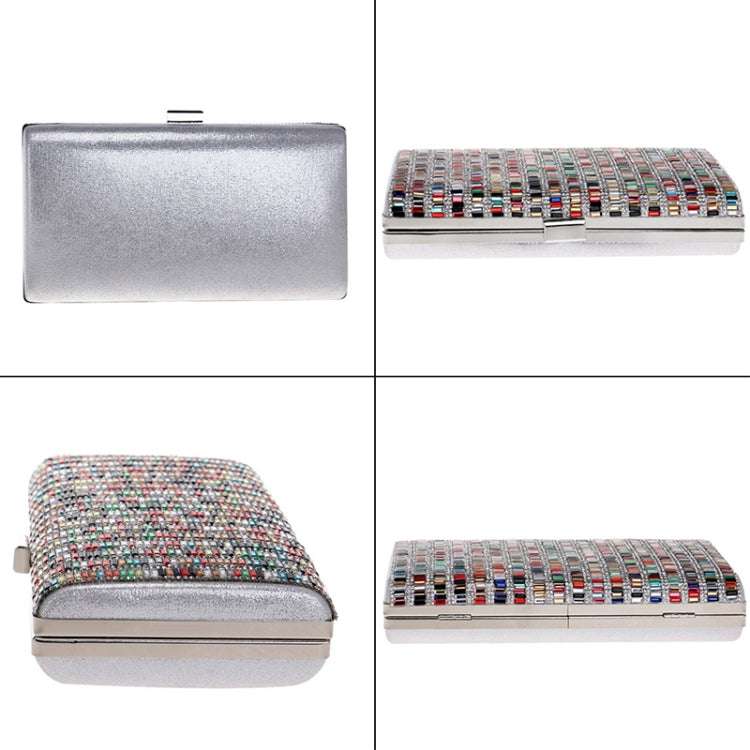 Borsa quadrata con diamanti per feste da banchetto alla moda da donna