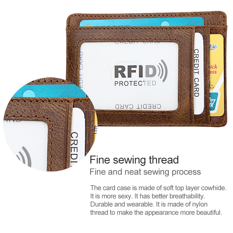 KB80 Porta carte di credito Porta carte di credito in pelle cerata a olio Crazy Horse Texture RFID antimagnetico per uomo e donna