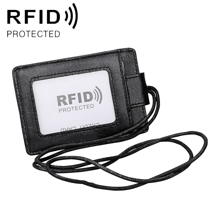 KB153 Badge porta carte d'identità in pelle RFID antimagnetico con cordino