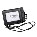 KB153 Badge porta carte d'identità in pelle RFID antimagnetico con cordino