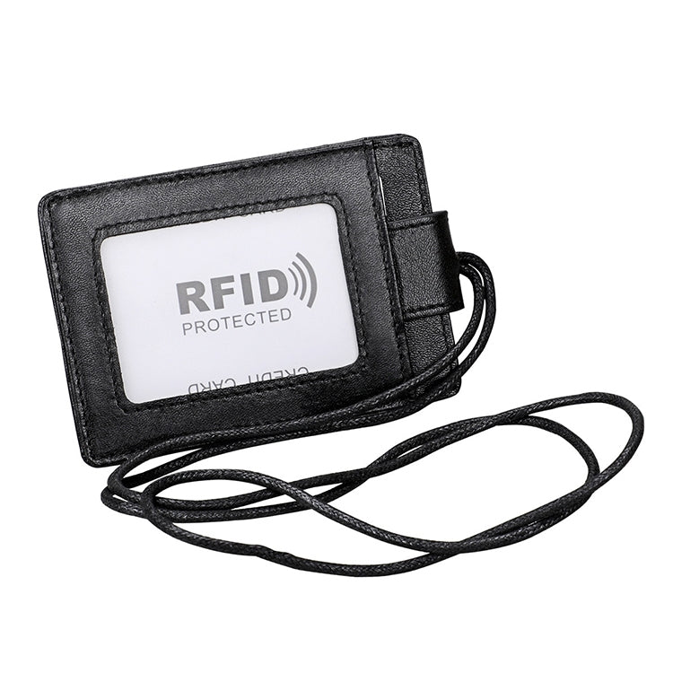 KB153 Badge porta carte d'identità in pelle RFID antimagnetico con cordino