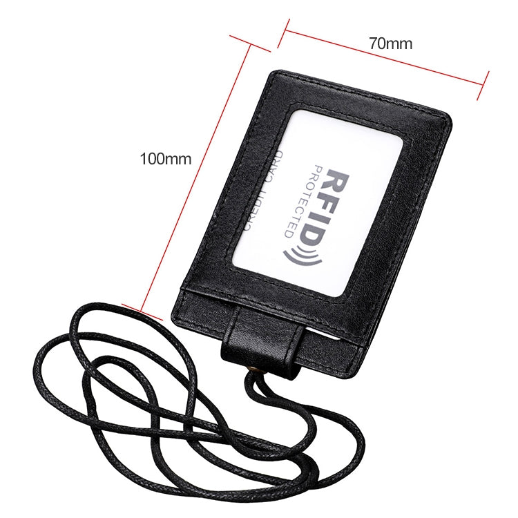 KB153 Badge porta carte d'identità in pelle RFID antimagnetico con cordino