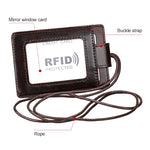 KB153 Badge porta carte d'identità in pelle RFID antimagnetico con cordino