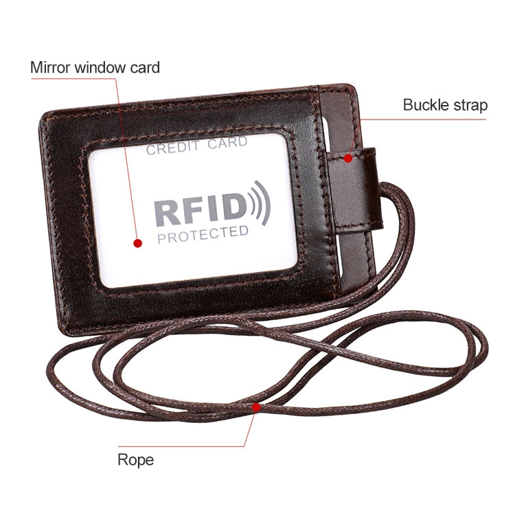 KB153 Badge porta carte d'identità in pelle RFID antimagnetico con cordino