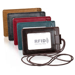 KB153 Badge porta carte d'identità in pelle RFID antimagnetico con cordino