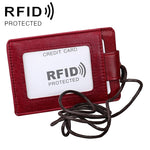 KB153 Badge porta carte d'identità in pelle RFID antimagnetico con cordino