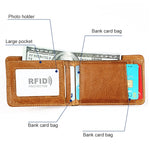 KB186 Porta carte di credito in pelle con texture Mini Crazy Horse RFID antimagnetico per uomo e donna