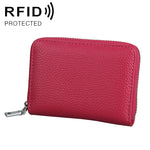 Portafoglio porta carte di grande capacità con cerniera in pelle con texture litchi RFID antimagnetico KB205