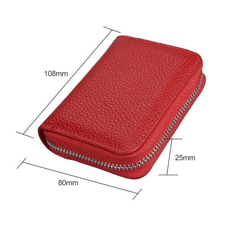Portafoglio porta carte di grande capacità con cerniera in pelle con texture litchi RFID antimagnetico KB205