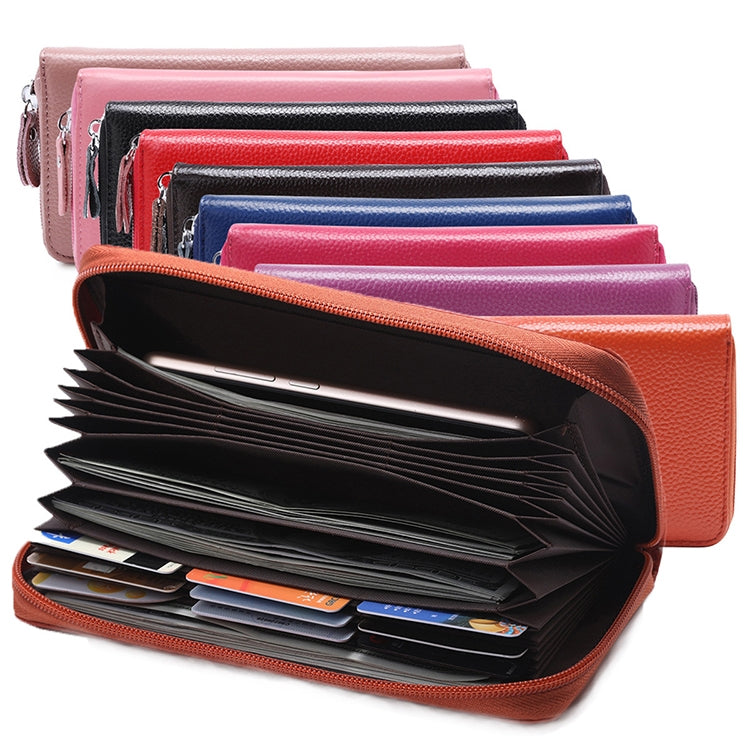 902 Borsa per cellulare con portafoglio a mano di grande capacità con texture Litchi RFID antimagnetica con slot per carte
