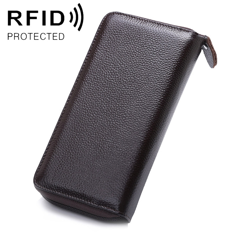 902 Borsa per cellulare con portafoglio a mano di grande capacità con texture Litchi RFID antimagnetica con slot per carte