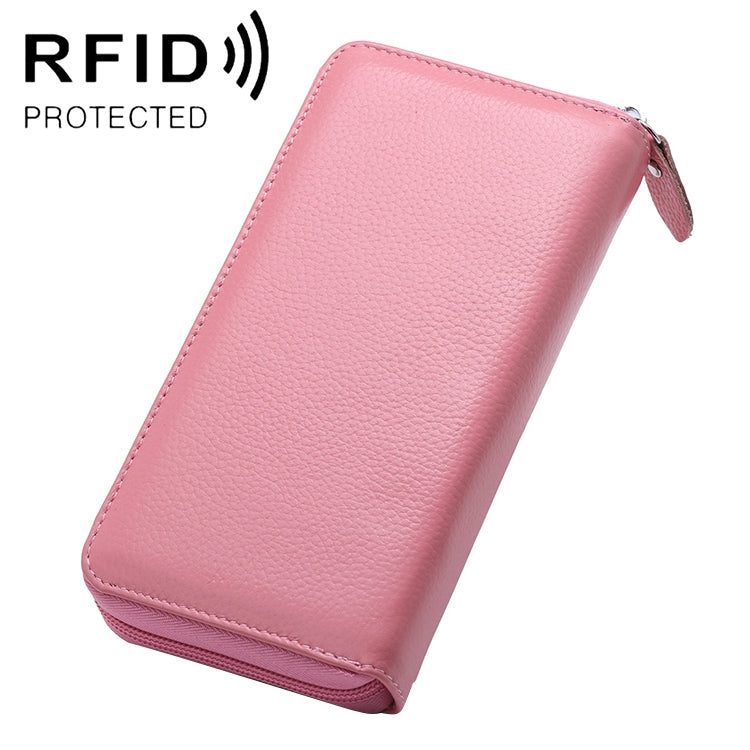 902 Borsa per cellulare con portafoglio a mano di grande capacità con texture Litchi RFID antimagnetica con slot per carte