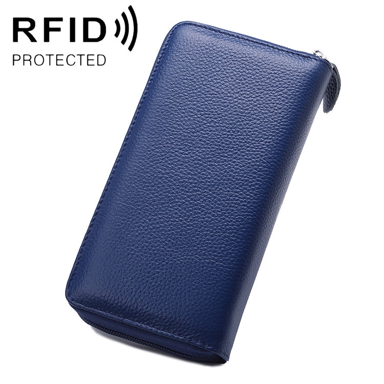 902 Borsa per cellulare con portafoglio a mano di grande capacità con texture Litchi RFID antimagnetica con slot per carte