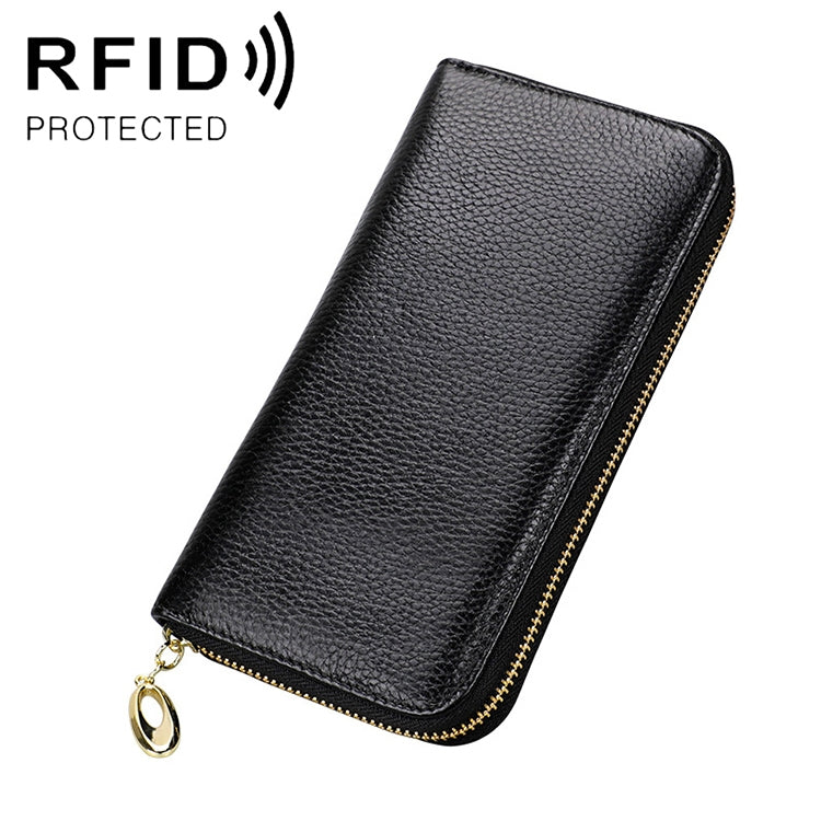 906 Borsa per cellulare con portafoglio a mano di grande capacità con texture Litchi RFID antimagnetica con slot per carte